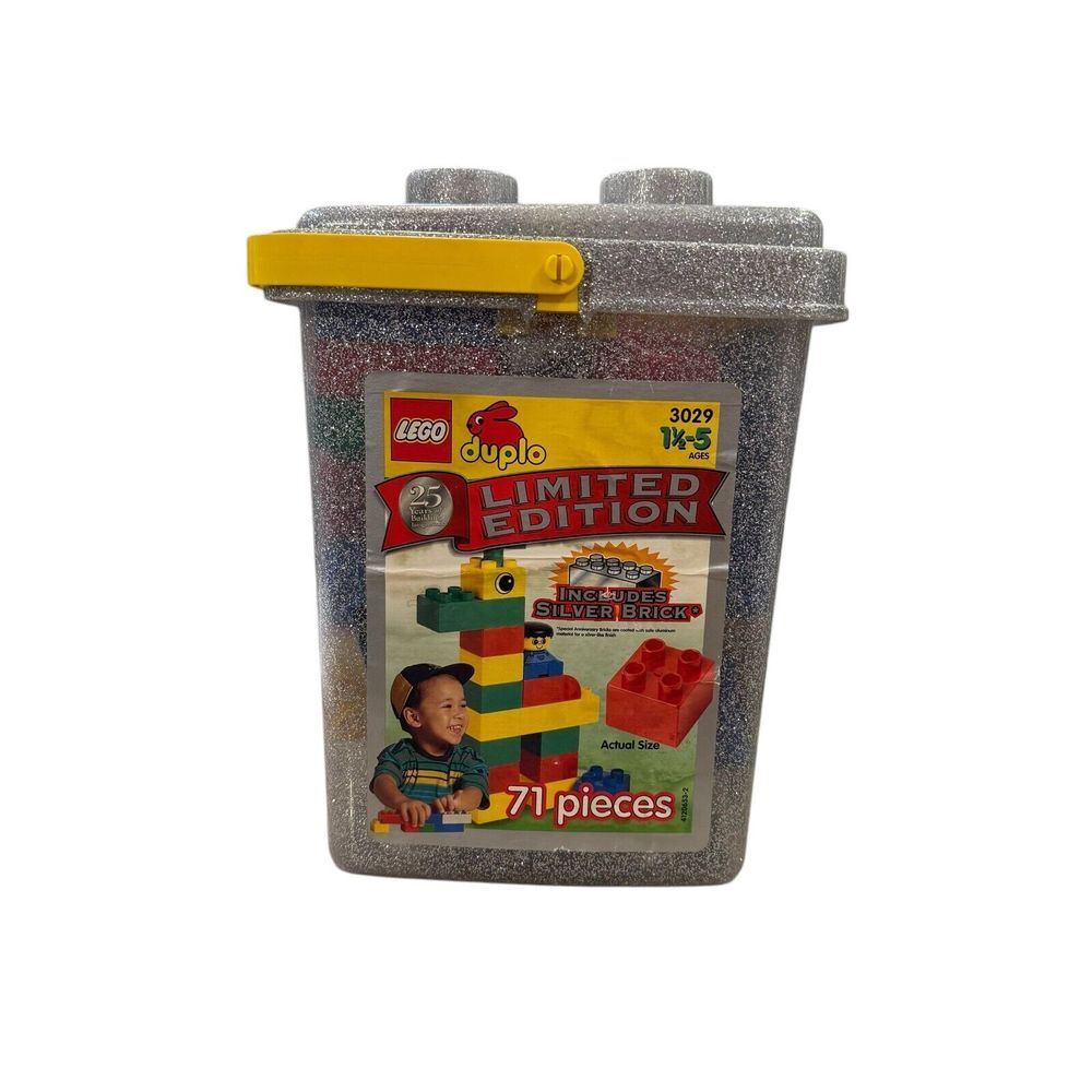 LEGO 3029 - Duplo: Basic Set‎ - 25th Anniversary Silver Bucket - 1998